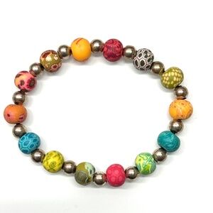 Viva Multi Color Beads Polymer Clay Beaded Stretch Bracelet